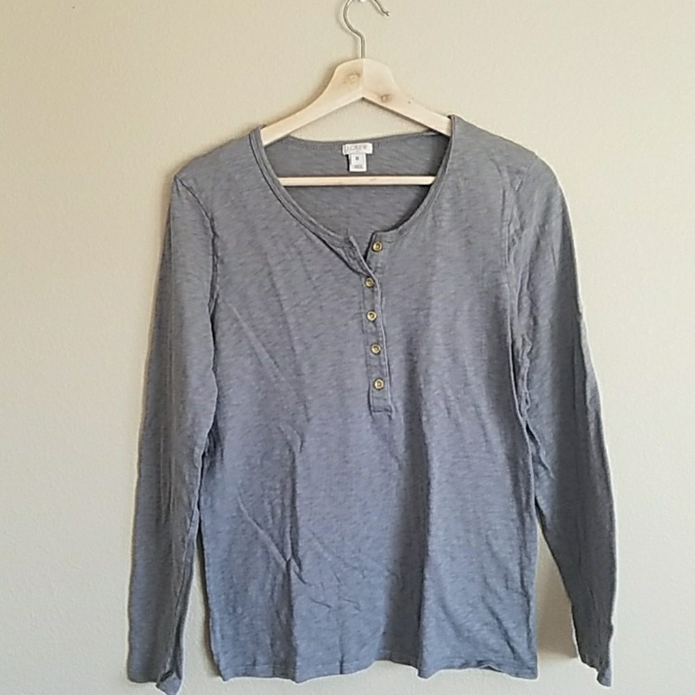J. Crew Gray Henley with Gold buttons